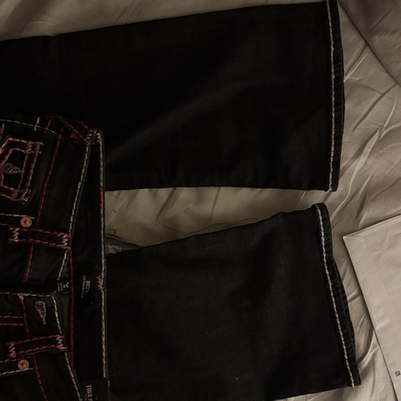 True Religion Dark Jeans with Pink Accents - Picture 3 of 3